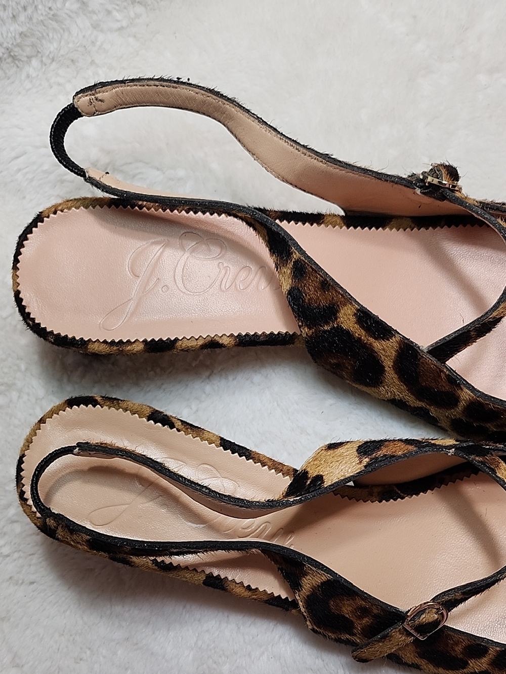 J.Crew Layla slingback Mary Jane heels in leopard calf hair 10 - Picture 7 of 16